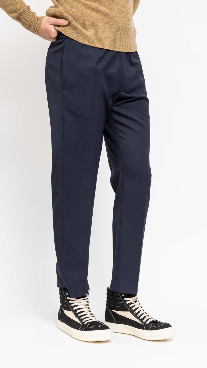 DRIES VAN NOTEN NAVY PARKINO WOOL PANTS