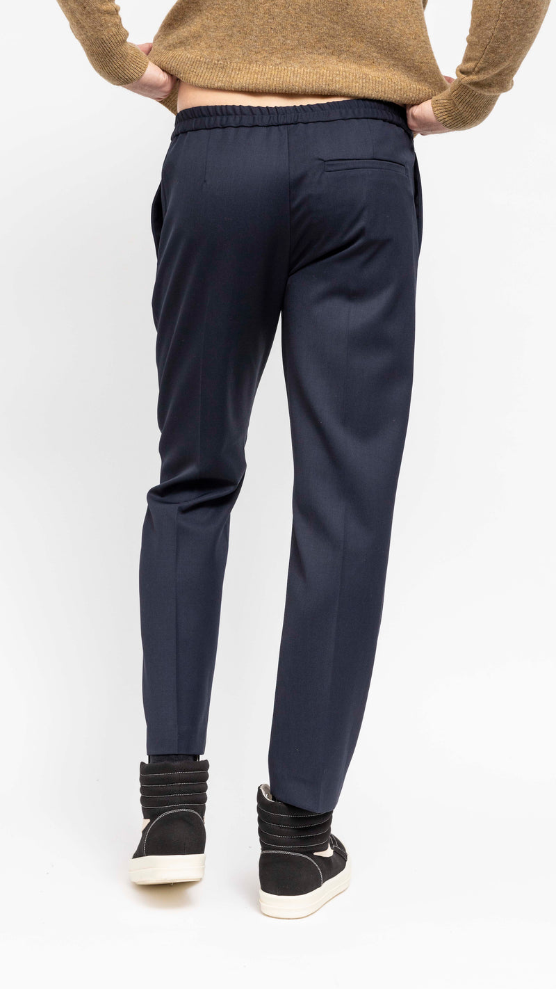 DRIES VAN NOTEN NAVY PARKINO WOOL PANTS