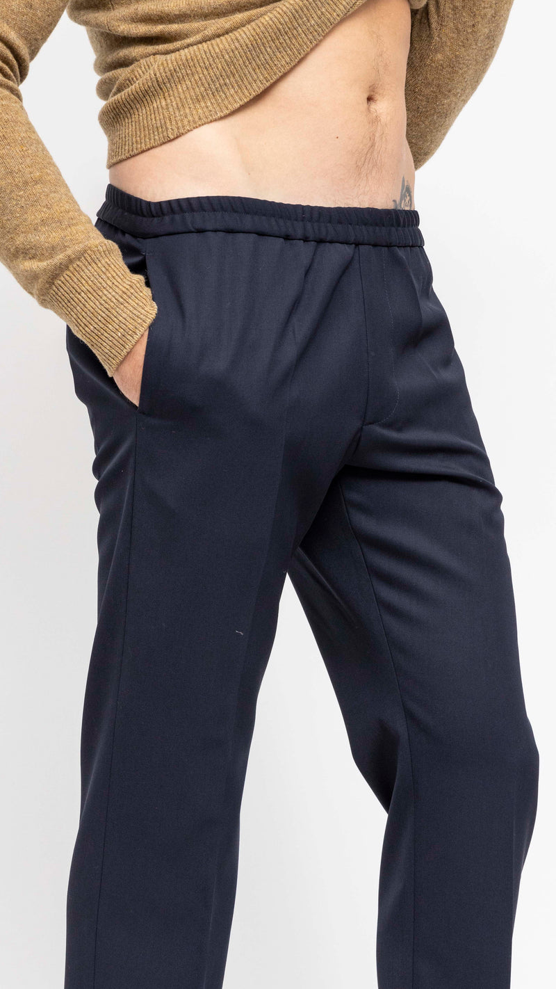 DRIES VAN NOTEN NAVY PARKINO WOOL PANTS