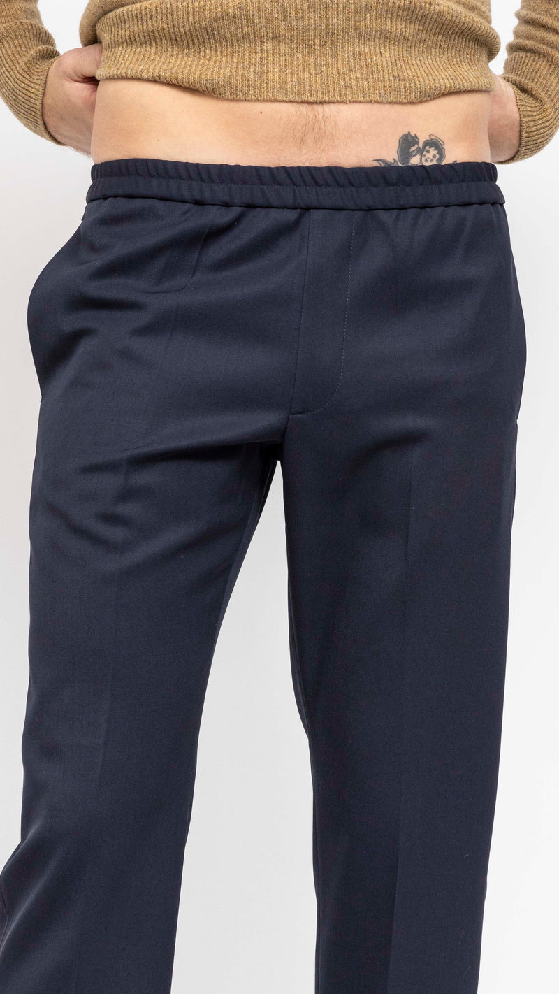 DRIES VAN NOTEN NAVY PARKINO WOOL PANTS