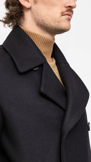 DRIES VAN NOTEN BLACK RAZEL PEACOAT