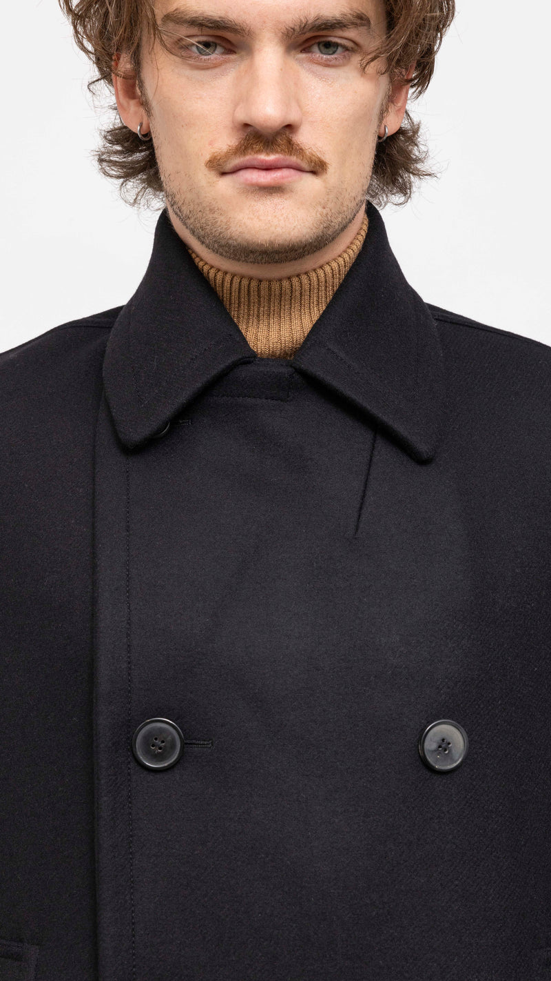 DRIES VAN NOTEN BLACK RAZEL PEACOAT