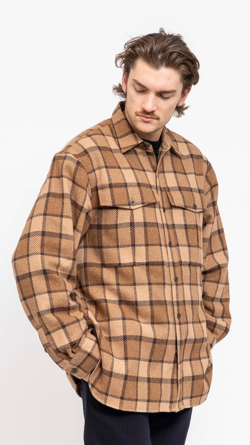 DRIES VAN NOTEN BROWN CALENDO OVERSHIRT