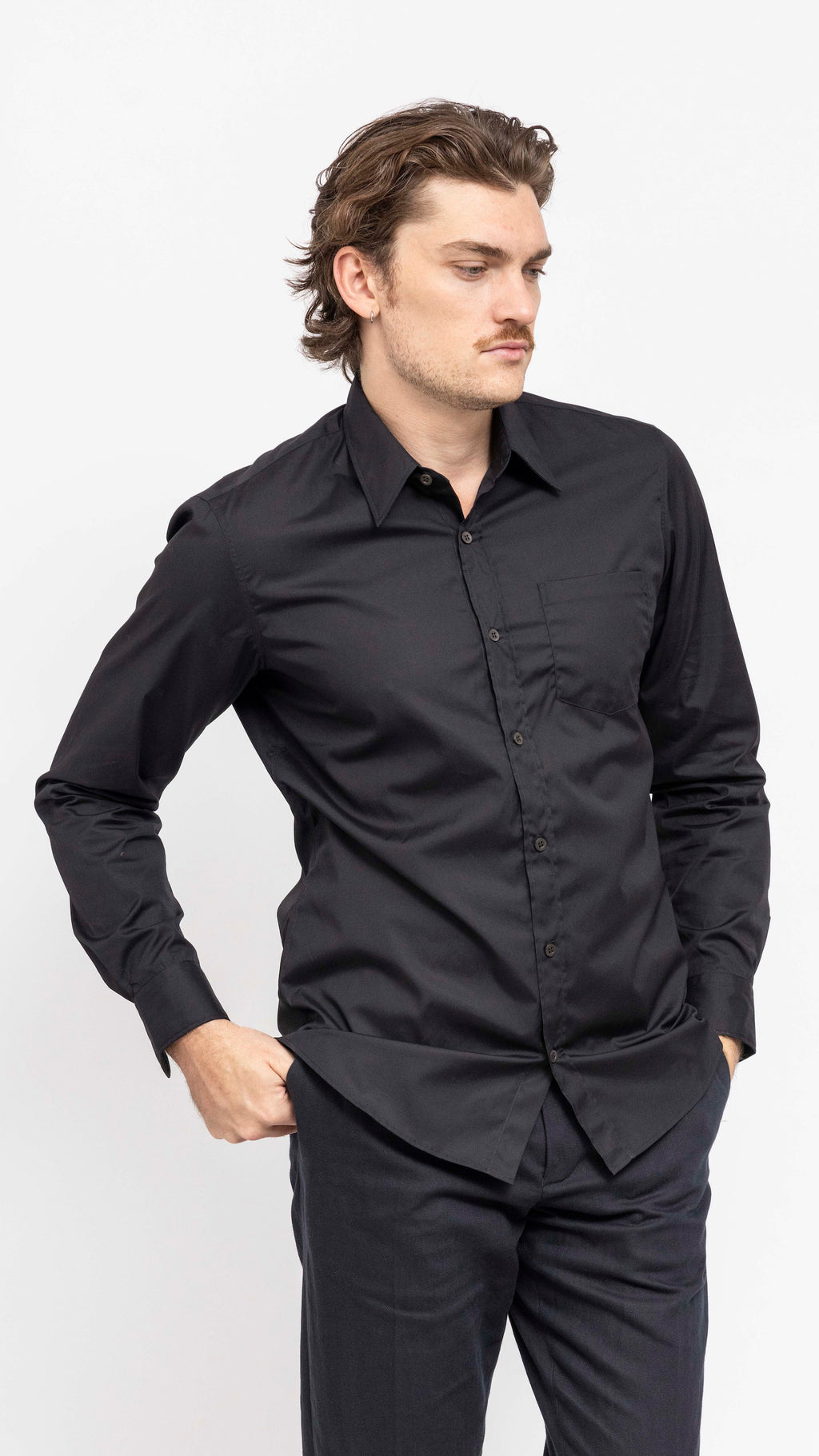 DRIES VAN NOTEN BLACK COTTON CORBINO SHIRT