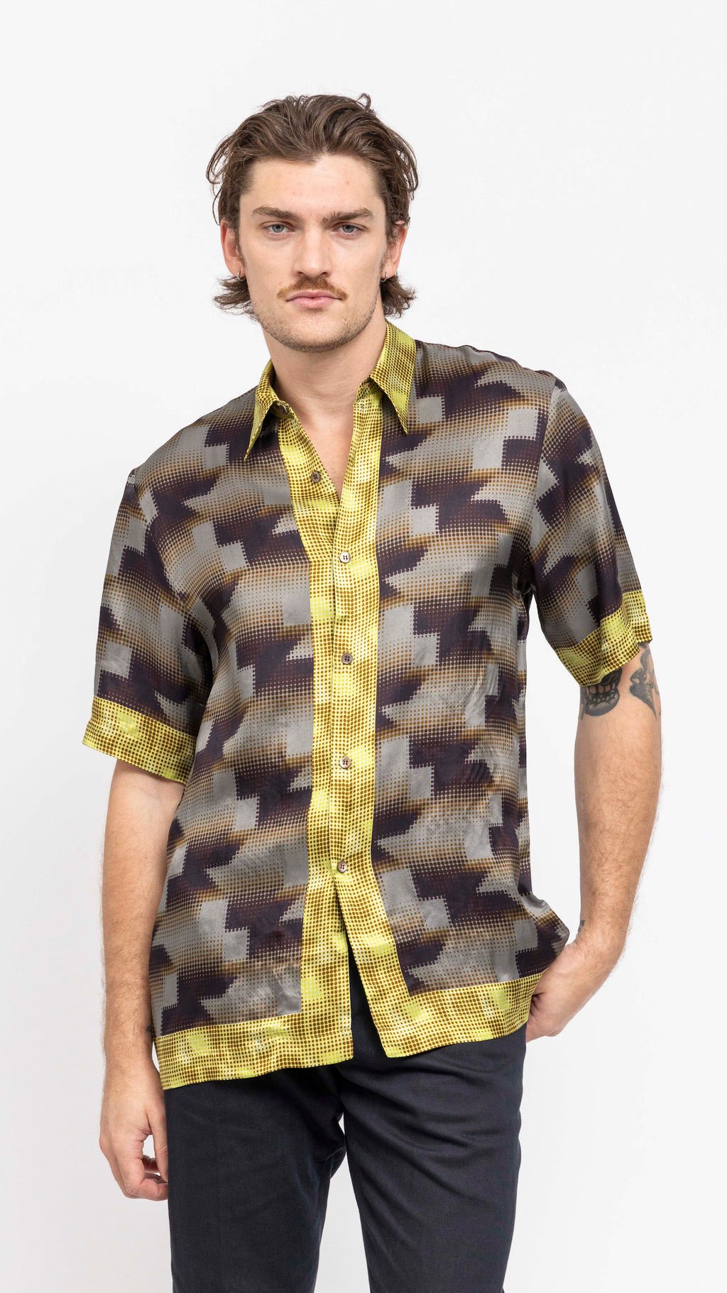 DRIES VAN NOTEN CLASEN PIXEL CHAIN PRINT SHIRT