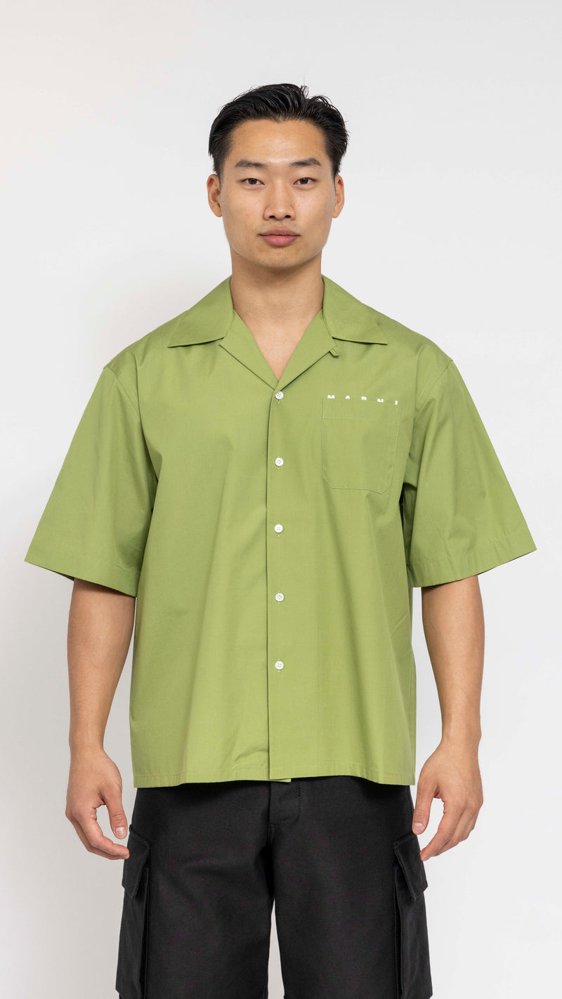 MARNI GREEN COTTON LOGO SHIRT