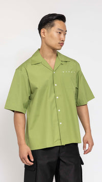 MARNI GREEN COTTON LOGO SHIRT