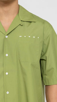 MARNI GREEN COTTON LOGO SHIRT