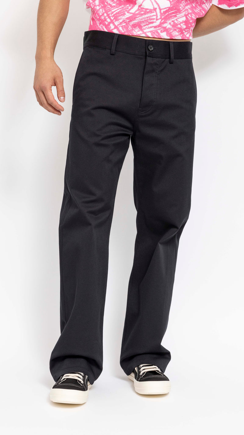 MARNI BLACK COTTON TWILL STRAIGHT LEG PANTS