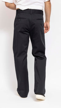 MARNI BLACK COTTON TWILL STRAIGHT LEG PANTS