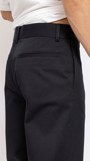 MARNI BLACK COTTON TWILL STRAIGHT LEG PANTS