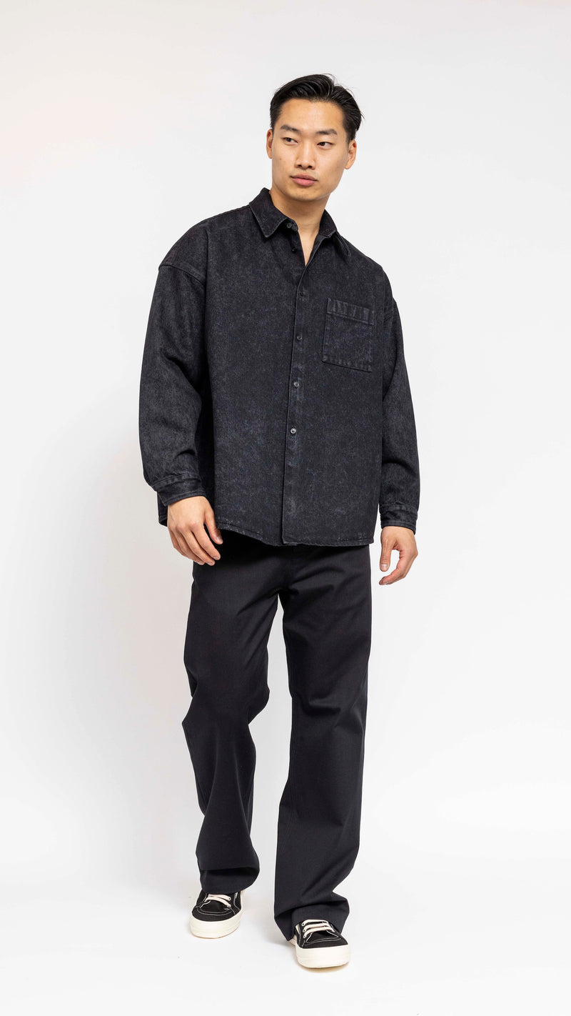 MARNI BLACK OVERSIZED DENIM POCKET SHIRT