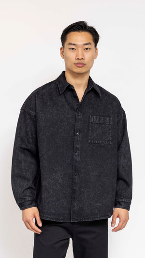 MARNI BLACK OVERSIZED DENIM POCKET SHIRT