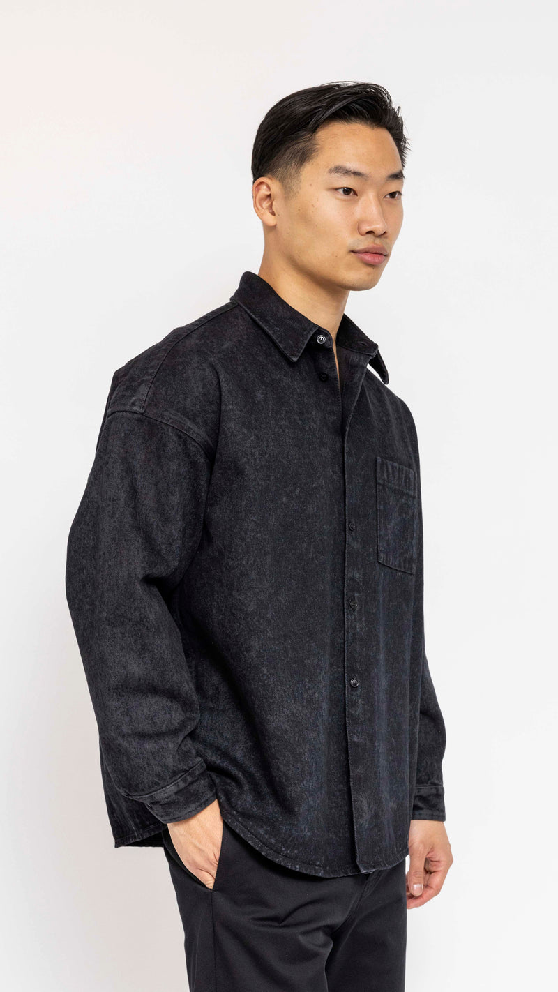 MARNI BLACK OVERSIZED DENIM POCKET SHIRT