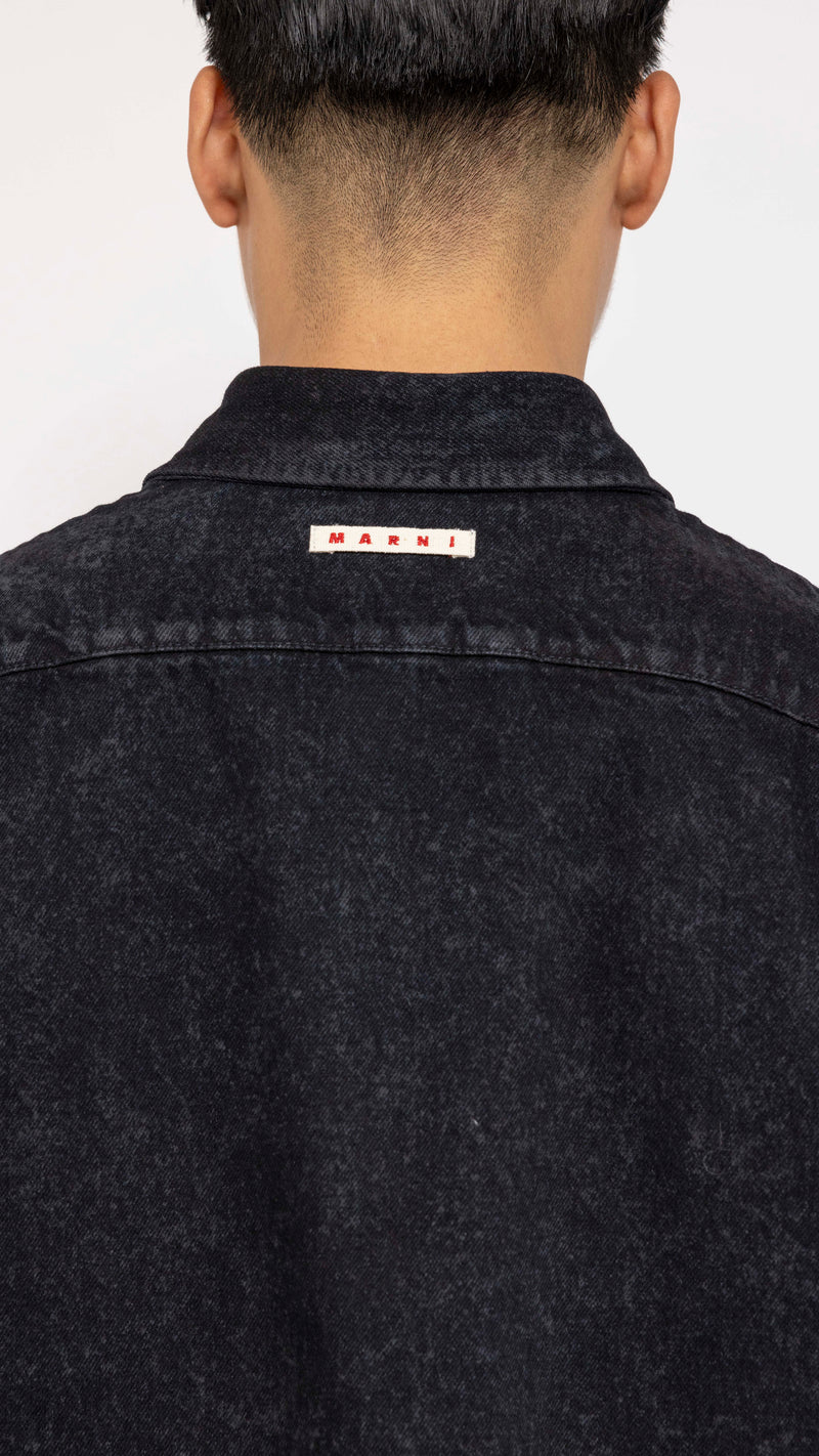 MARNI BLACK OVERSIZED DENIM POCKET SHIRT