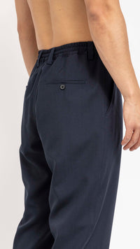 MARNI NAVY TROPICAL WOOL ELASTIC WAIST PANTS