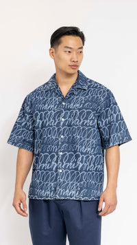 MARNI BLUE DENIM SCRIBBLE PRINT SHIRT