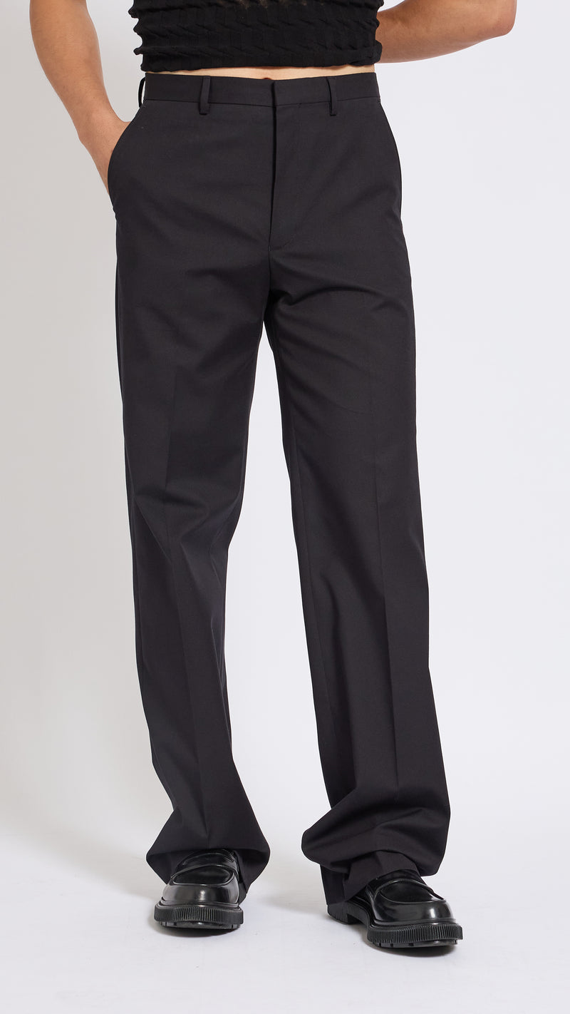 DRIES VAN NOTEN BLACK STRAIGHT LEG PANVEL PANTS – AREA+001