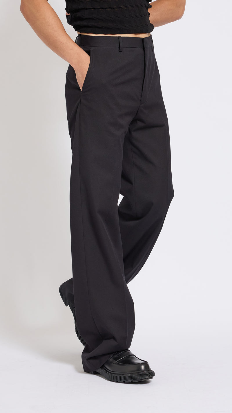 DRIES VAN NOTEN BLACK STRAIGHT LEG PANVEL PANTS – AREA+001