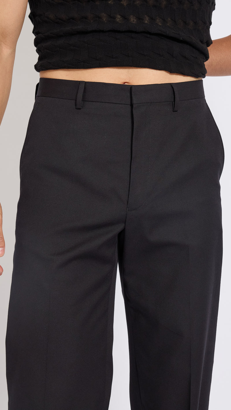 DRIES VAN NOTEN BLACK STRAIGHT LEG PANVEL PANTS – AREA+001