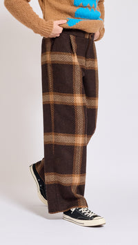 WALTER VAN BEIRENDONCK BROWN CHECK STAR PANTS