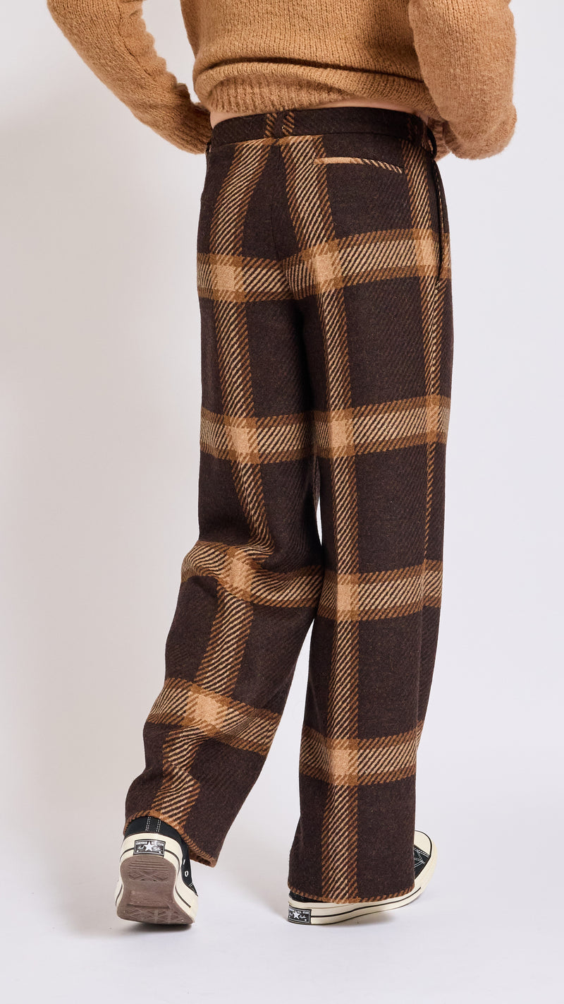 WALTER VAN BEIRENDONCK BROWN CHECK STAR PANTS