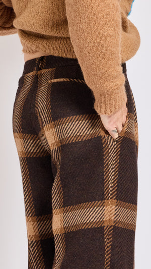 WALTER VAN BEIRENDONCK BROWN CHECK STAR PANTS