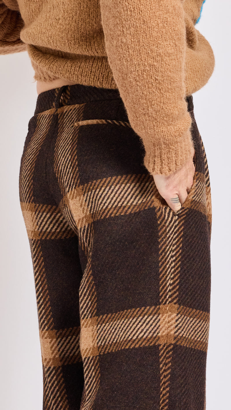WALTER VAN BEIRENDONCK BROWN CHECK STAR PANTS