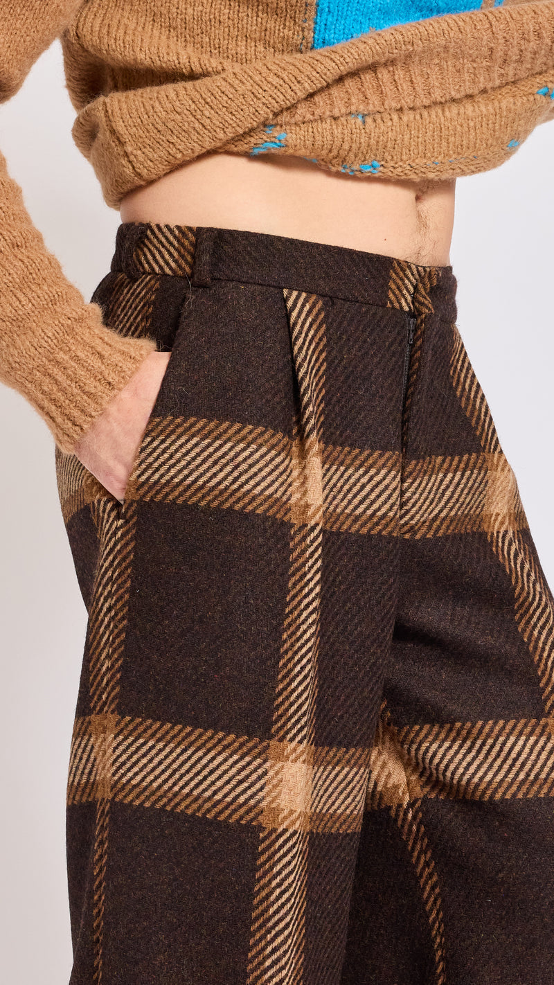 WALTER VAN BEIRENDONCK BROWN CHECK STAR PANTS