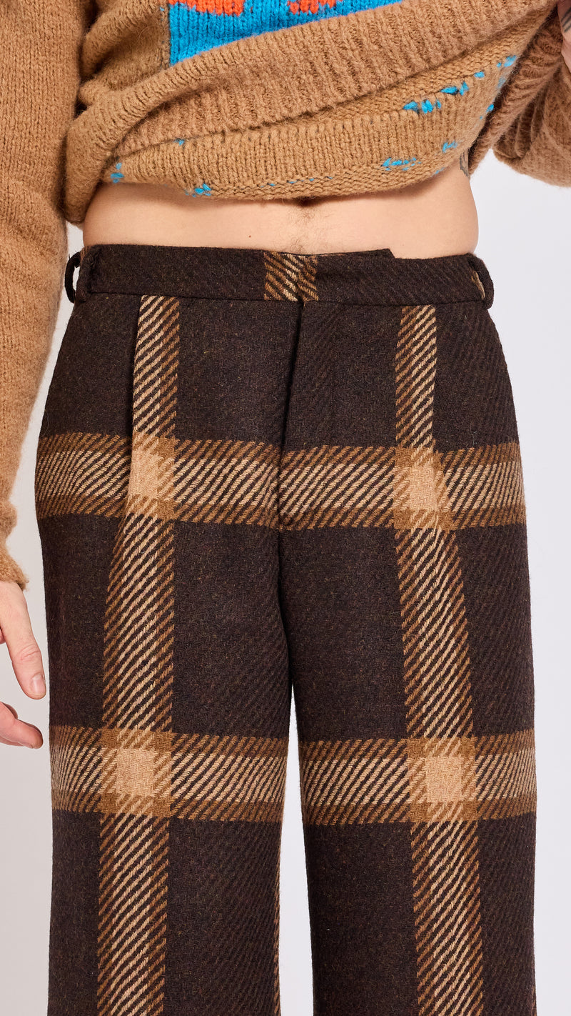 WALTER VAN BEIRENDONCK BROWN CHECK STAR PANTS