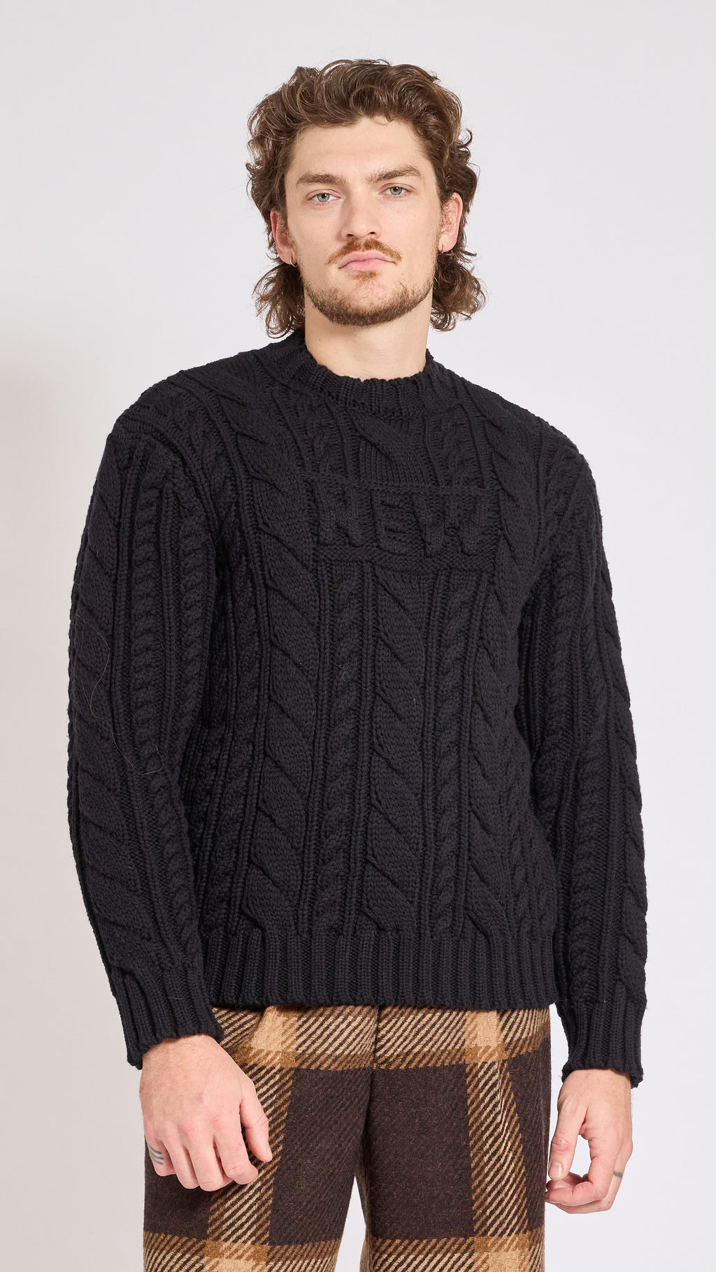 WALTER VAN BEIRENDONCK BLACK NEW ARAN SWEATER
