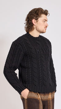 WALTER VAN BEIRENDONCK BLACK NEW ARAN SWEATER