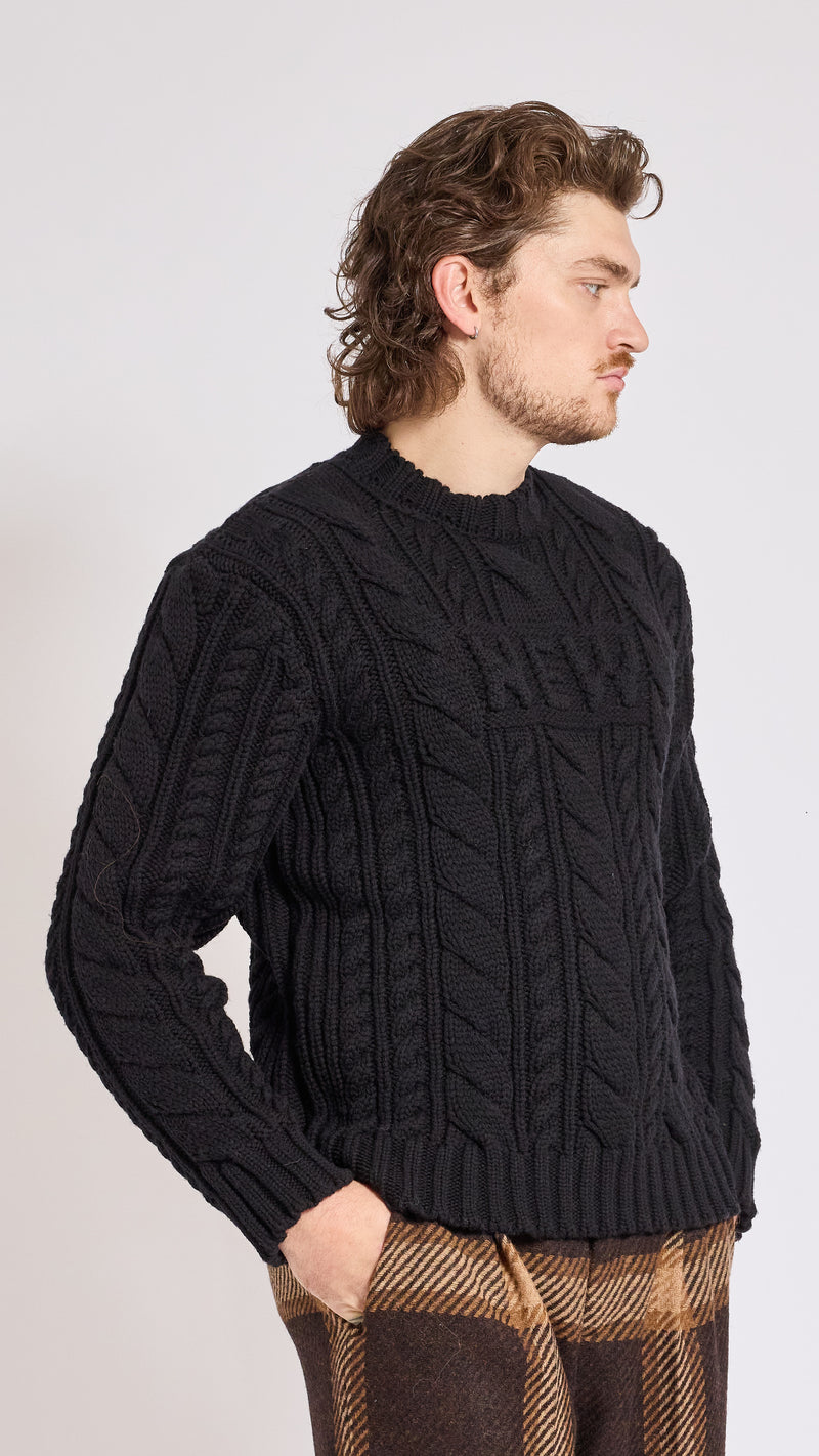 WALTER VAN BEIRENDONCK BLACK NEW ARAN SWEATER