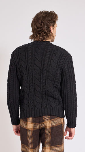 WALTER VAN BEIRENDONCK BLACK NEW ARAN SWEATER