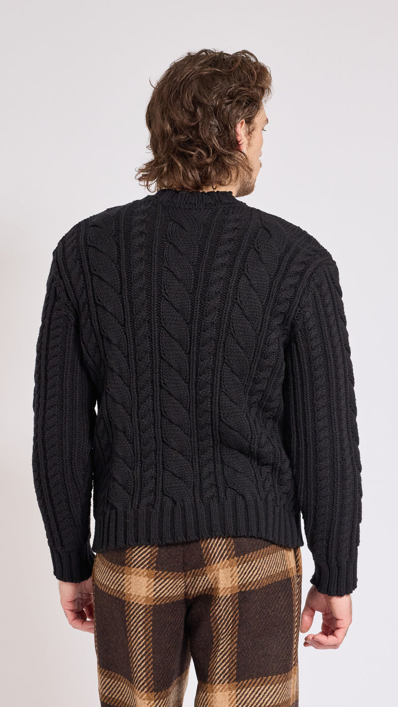 WALTER VAN BEIRENDONCK BLACK NEW ARAN SWEATER