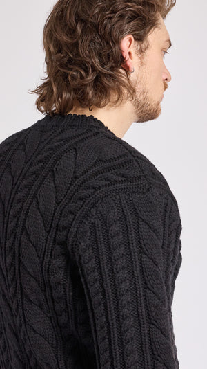 WALTER VAN BEIRENDONCK BLACK NEW ARAN SWEATER