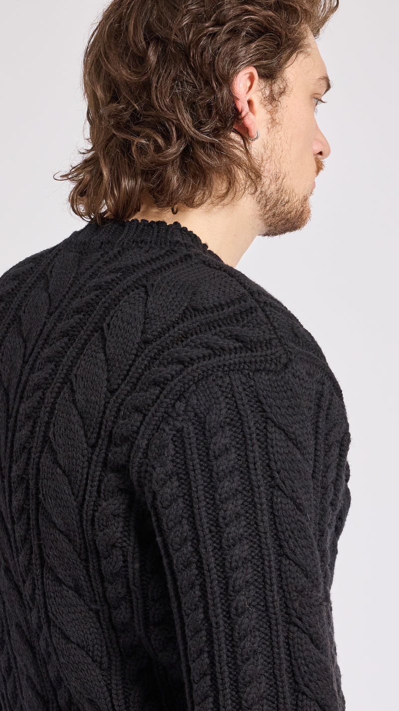 WALTER VAN BEIRENDONCK BLACK NEW ARAN SWEATER