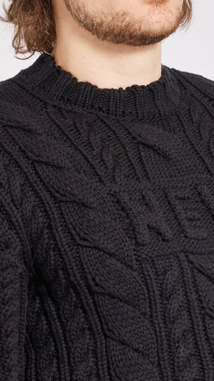 WALTER VAN BEIRENDONCK BLACK NEW ARAN SWEATER
