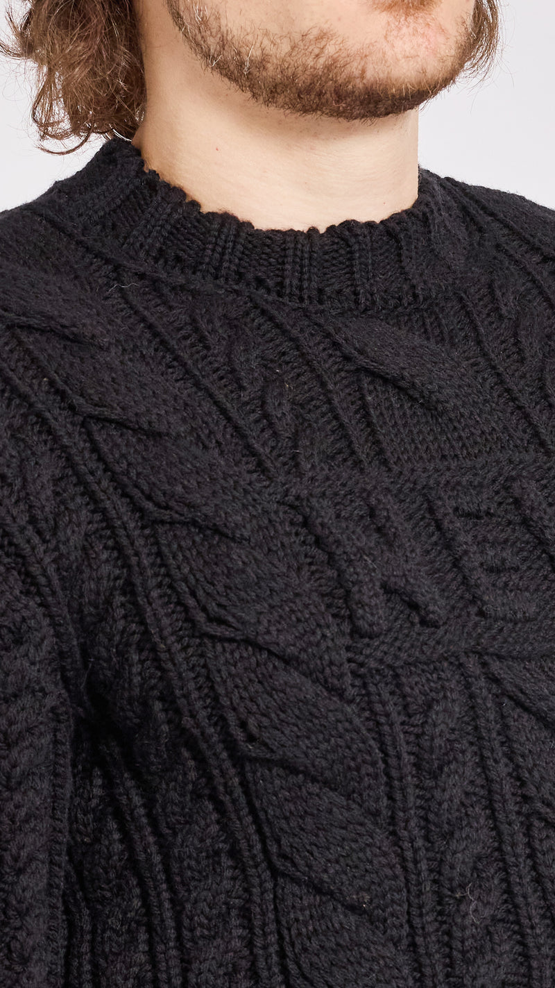 WALTER VAN BEIRENDONCK BLACK NEW ARAN SWEATER