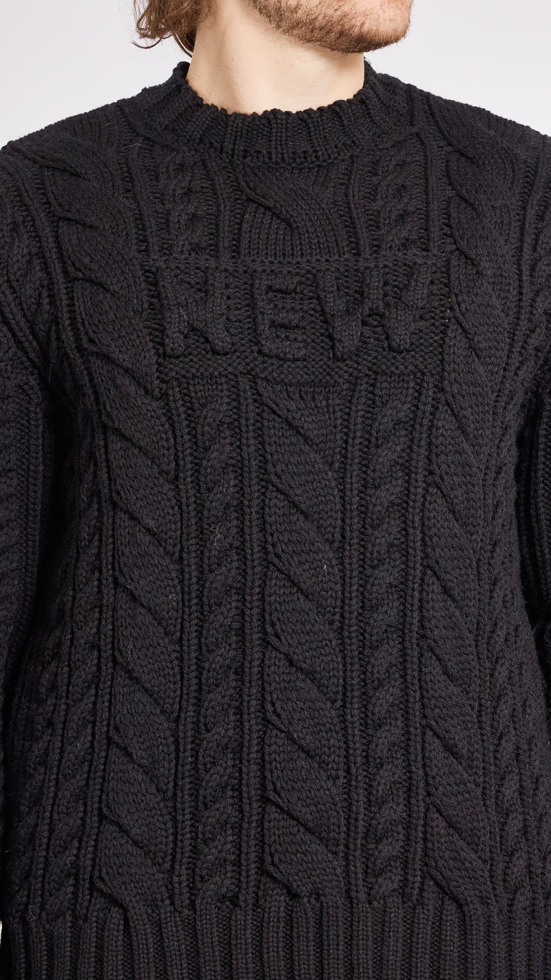 WALTER VAN BEIRENDONCK BLACK NEW ARAN SWEATER