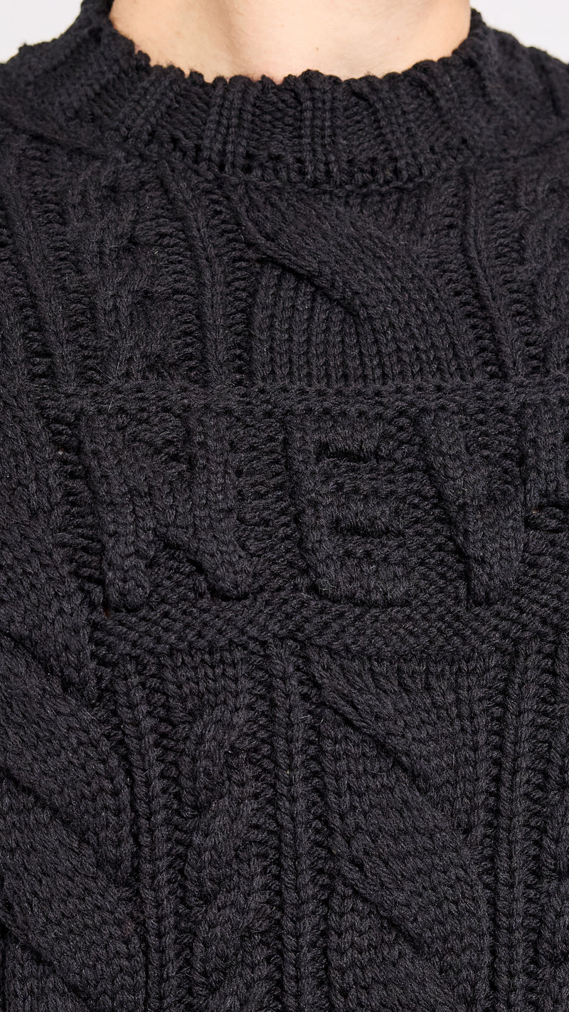 WALTER VAN BEIRENDONCK BLACK NEW ARAN SWEATER
