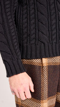 WALTER VAN BEIRENDONCK BLACK NEW ARAN SWEATER