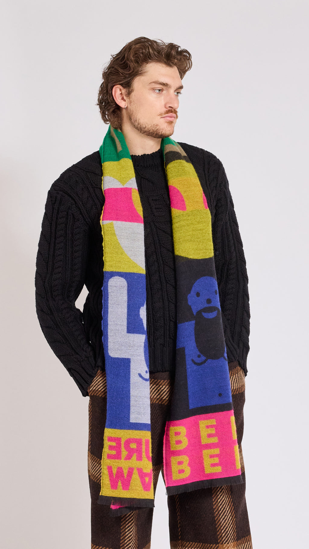 WALTER VAN BEIRENDONCK PINK COMBO SCARF