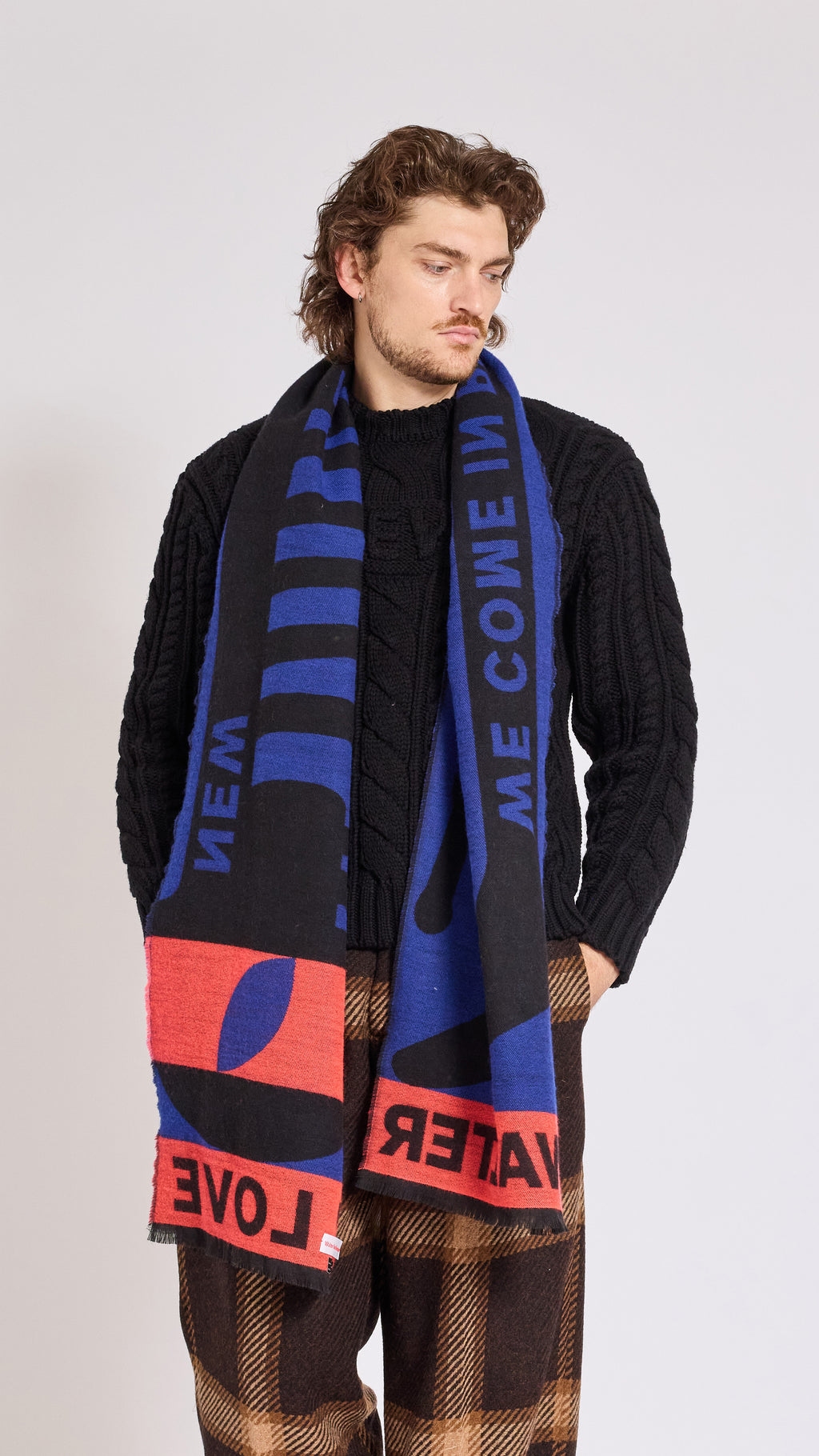 WALTER VAN BEIRENDONCK BLACK COMBO SCARF