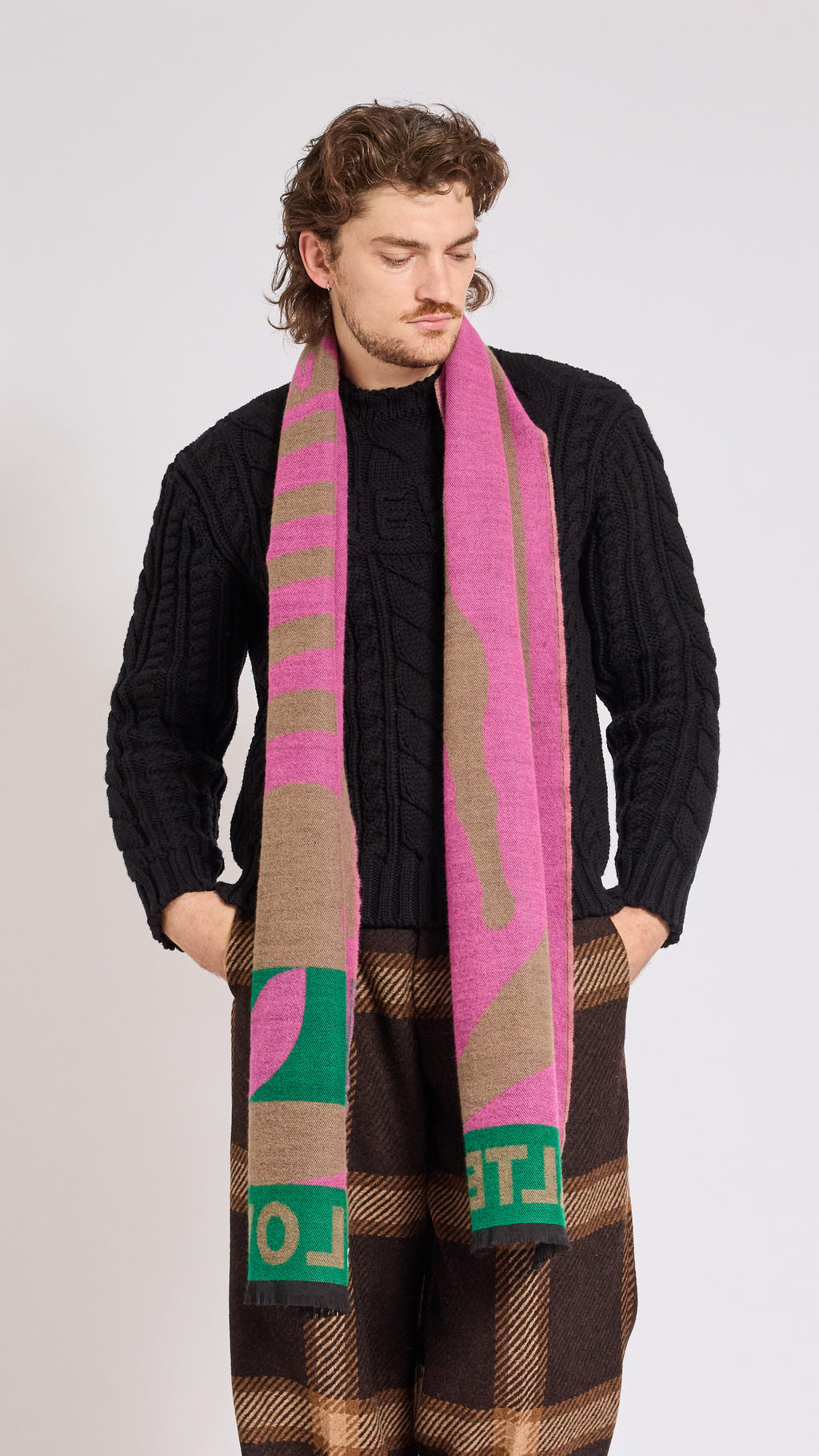 WALTER VAN BEIRENDONCK CAMEL COMBO SCARF