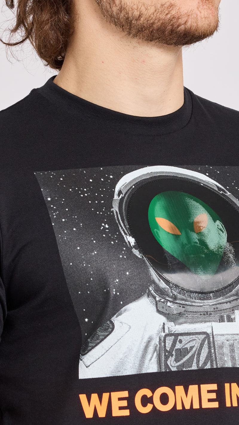 WALTER VAN BEIRENDONCK BLACK HOLOGRAM T-SHIRT