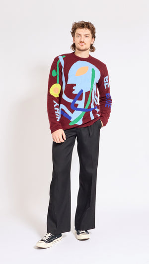 WALTER VAN BEIRENDONCK BORDEAUX BE BLUE SWEATER