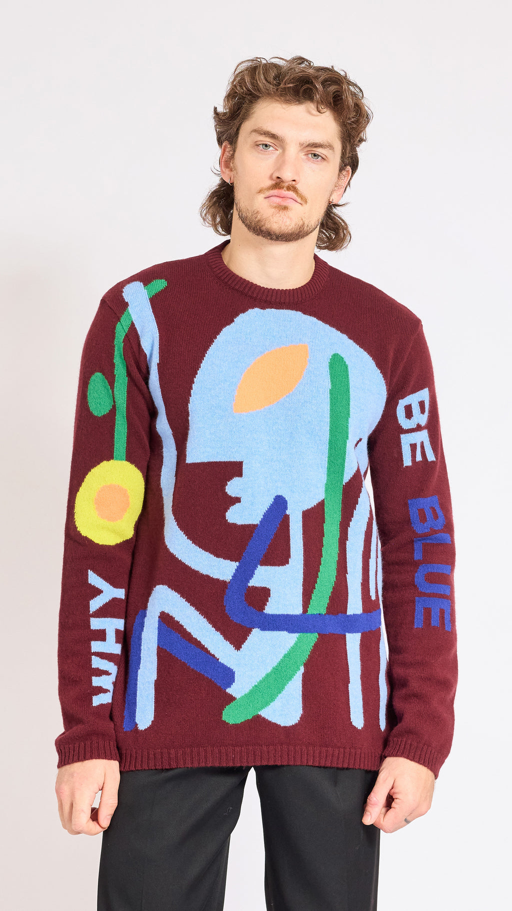 WALTER VAN BEIRENDONCK BORDEAUX BE BLUE SWEATER