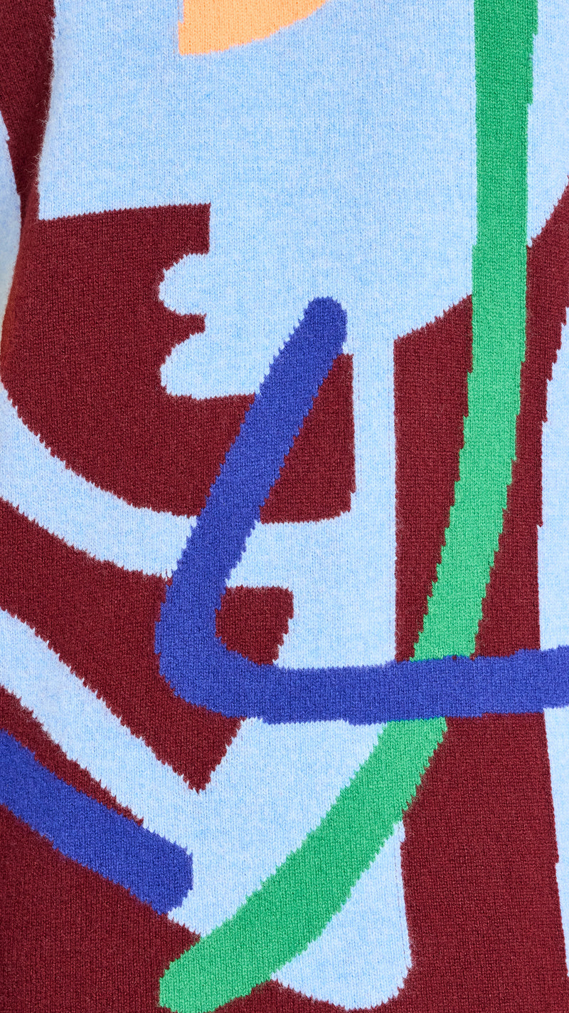 WALTER VAN BEIRENDONCK BORDEAUX BE BLUE SWEATER