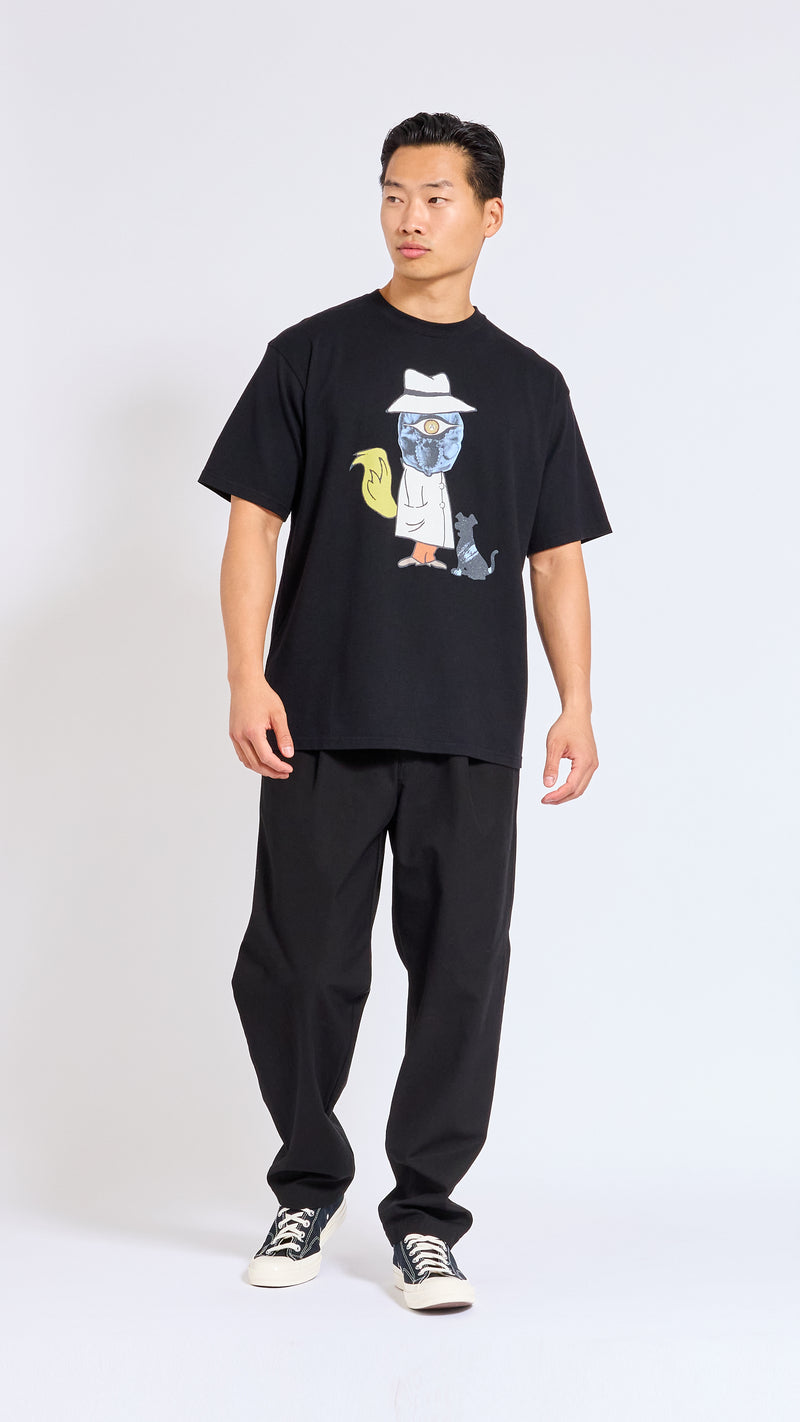 UNDERCOVER BLACK ELASTIC WAIST COTTON PANTS.